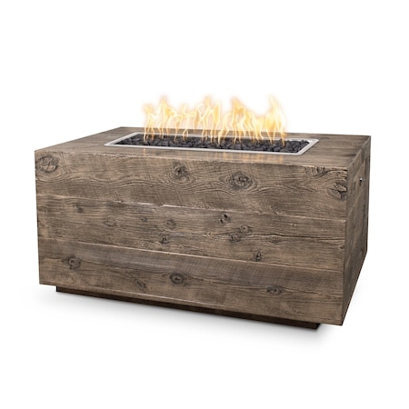 The Outdoor Plus 84 Rectangular Catalina Fire Pit, Wood Grain GFRC Concrete, Oak, Match Lit w/Flame Sense, Natural Gas OPT-CTL84FSML-OAK-NG